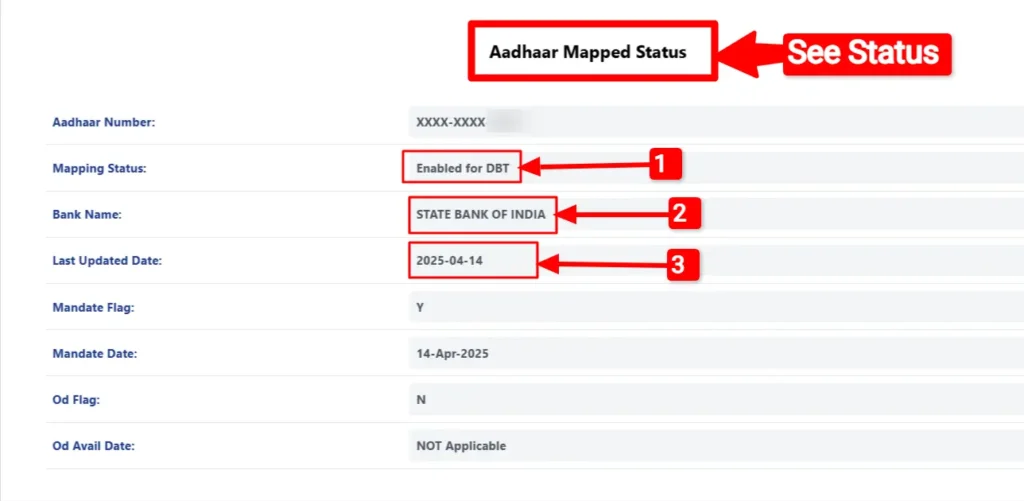 Aadhar mapped status