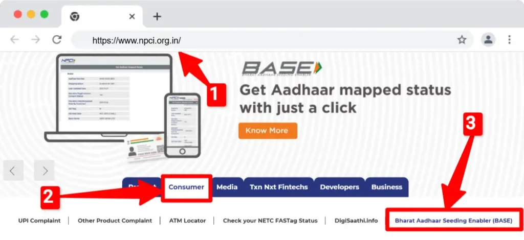 npci - Bharat aadhar seeding Enabler - BASE